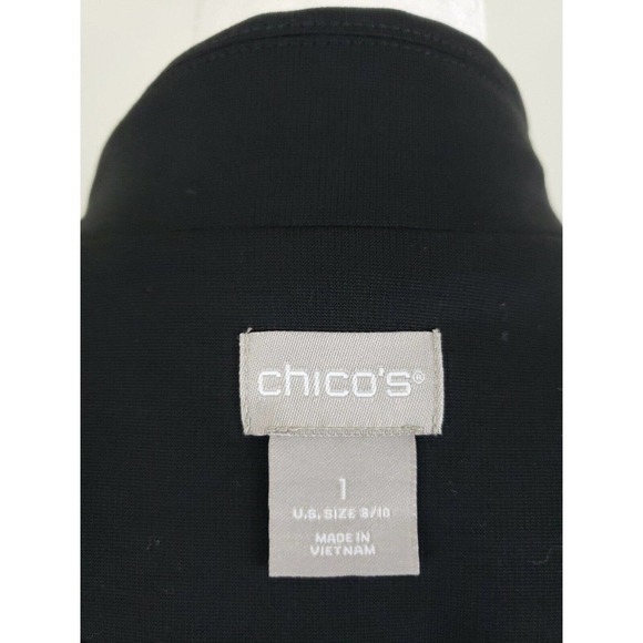 Chico's ~Woman Sz 1(8/10)~Black Jacket Blazer Casual Fully Lined 2 Button-Front - Picture 2 of 11